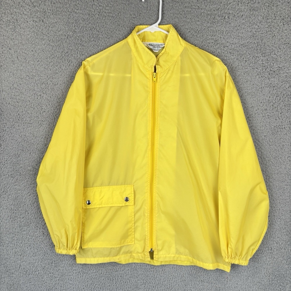 Vintage 70s Kmart‎ Windbreaker Rain Jacket Sz Medium Yellow Lightweight Packable